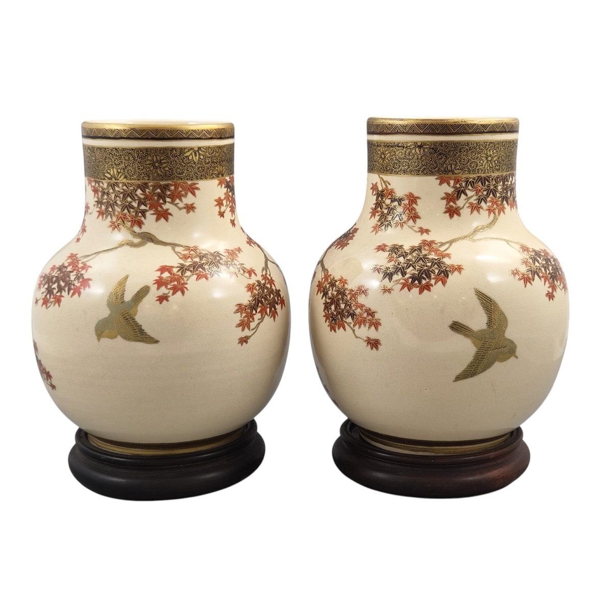 Pair Of Japanese Meiji Period Satsuma Vases By Kinkōzan, Kyoto, C.1890–1910-photo-2