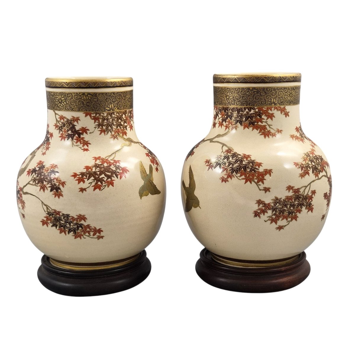Pair Of Japanese Meiji Period Satsuma Vases By Kinkōzan, Kyoto, C.1890–1910-photo-3