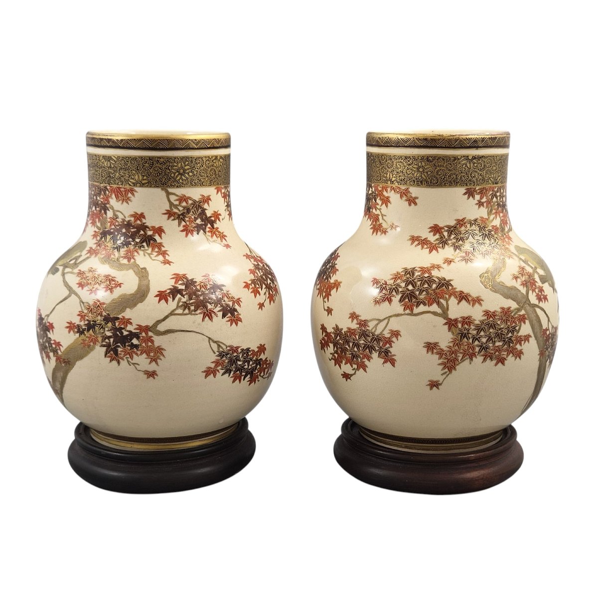 Pair Of Japanese Meiji Period Satsuma Vases By Kinkōzan, Kyoto, C.1890–1910-photo-4