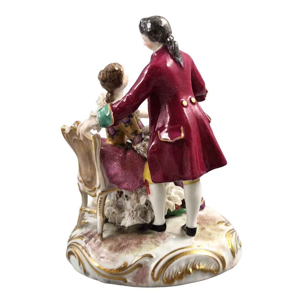 Bourdois & Bloch French Porcelain Lace Group “musical Couple”-photo-4