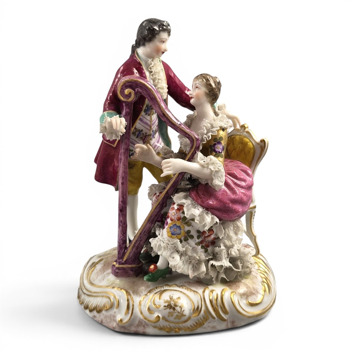 Bourdois & Bloch French Porcelain Lace Group “musical Couple”