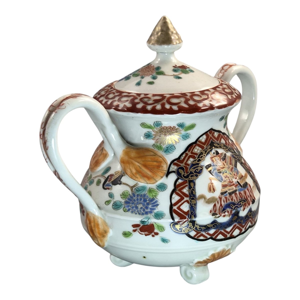 Antique Japanese Imari Sugar Bowl, Hichozan Fukagawa, Meiji Period-photo-3