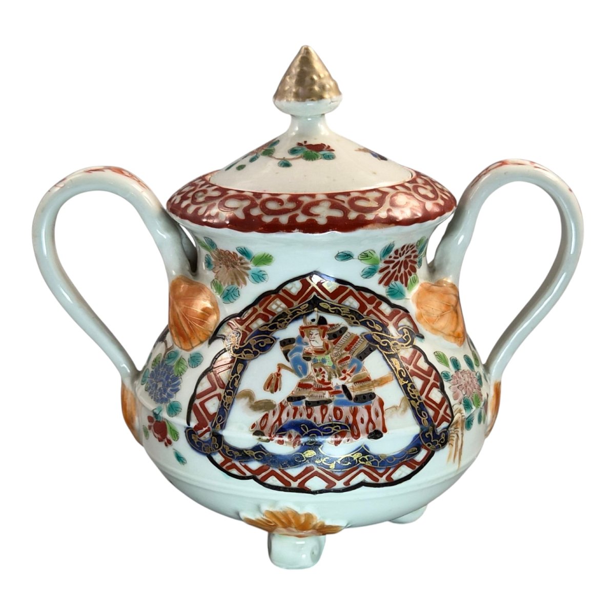Antique Japanese Imari Sugar Bowl, Hichozan Fukagawa, Meiji Period-photo-4
