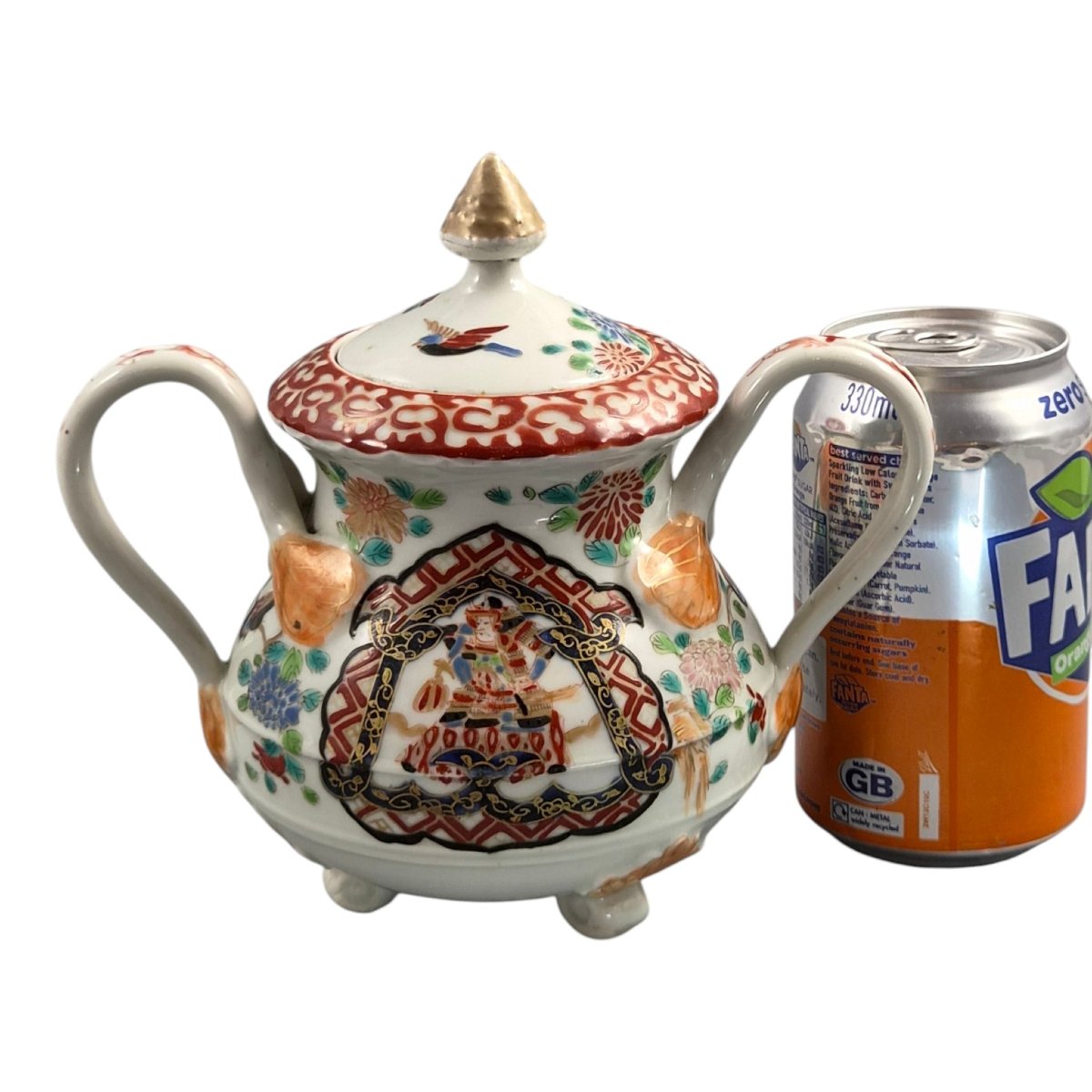 Antique Japanese Imari Sugar Bowl, Hichozan Fukagawa, Meiji Period-photo-8