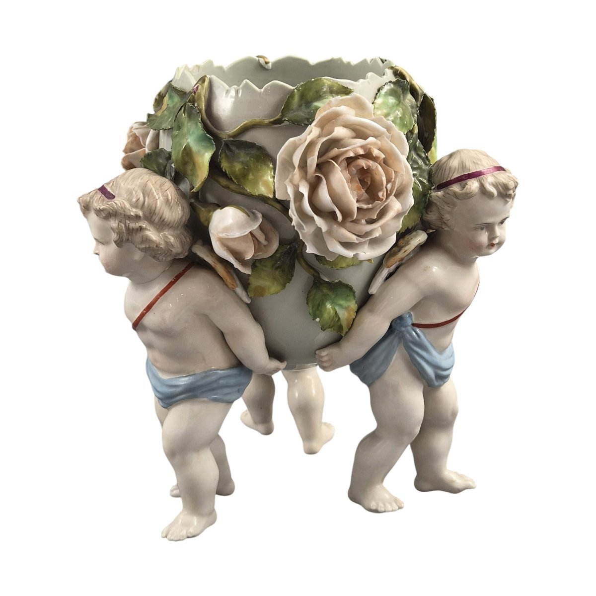 Victorian Sitzendorf Cherub Centrepiece Vase, Germany, C.1884–1902-photo-2