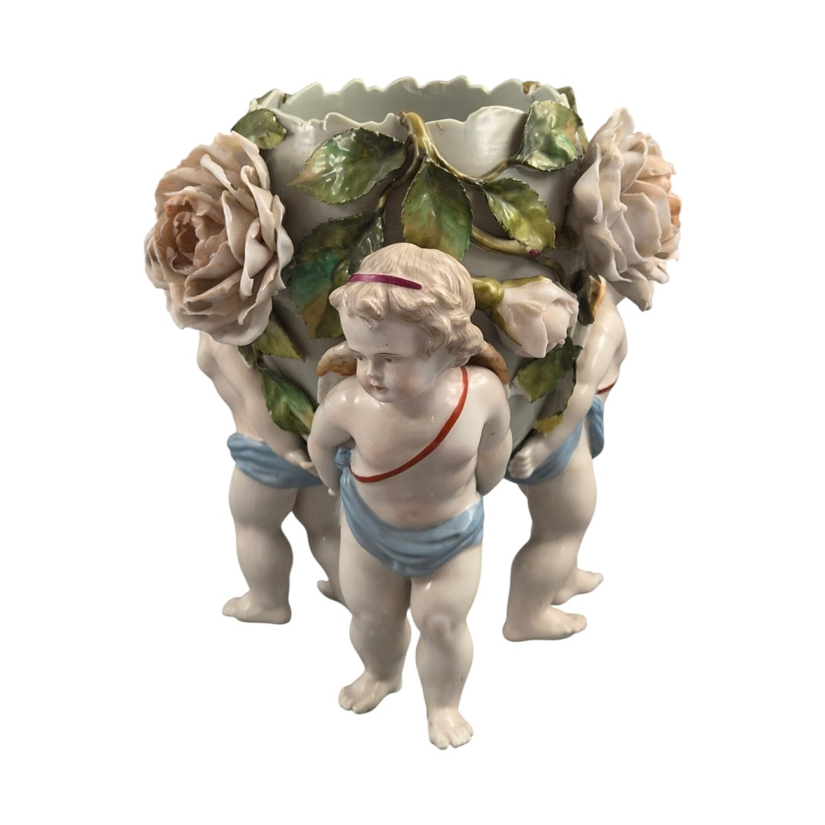 Victorian Sitzendorf Cherub Centrepiece Vase, Germany, C.1884–1902-photo-3