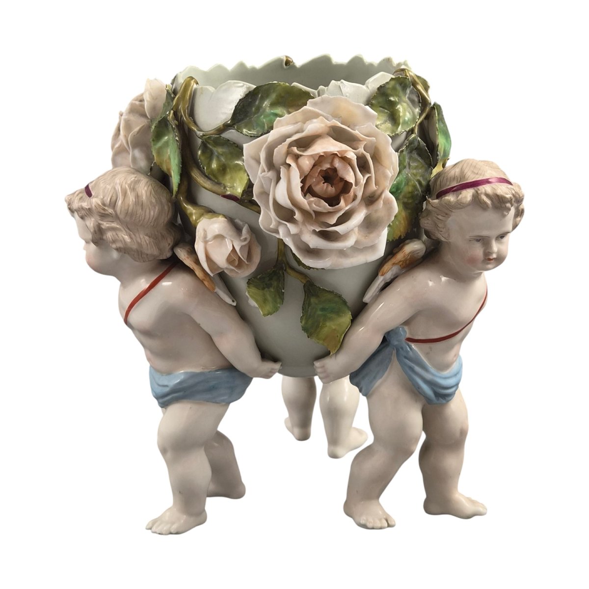 Victorian Sitzendorf Cherub Centrepiece Vase, Germany, C.1884–1902-photo-4