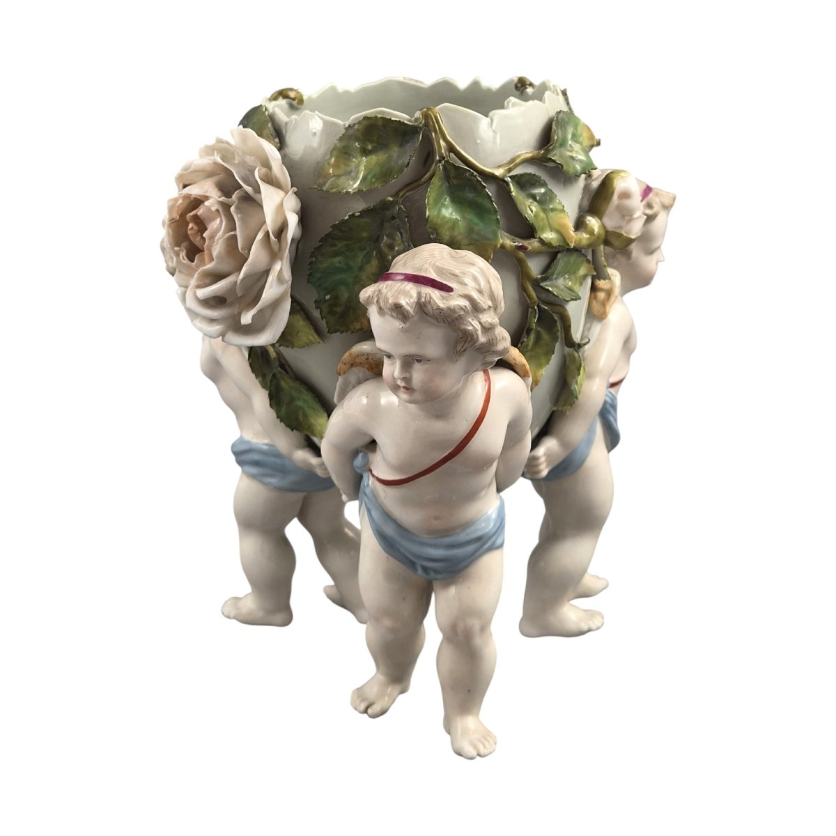 Victorian Sitzendorf Cherub Centrepiece Vase, Germany, C.1884–1902-photo-1