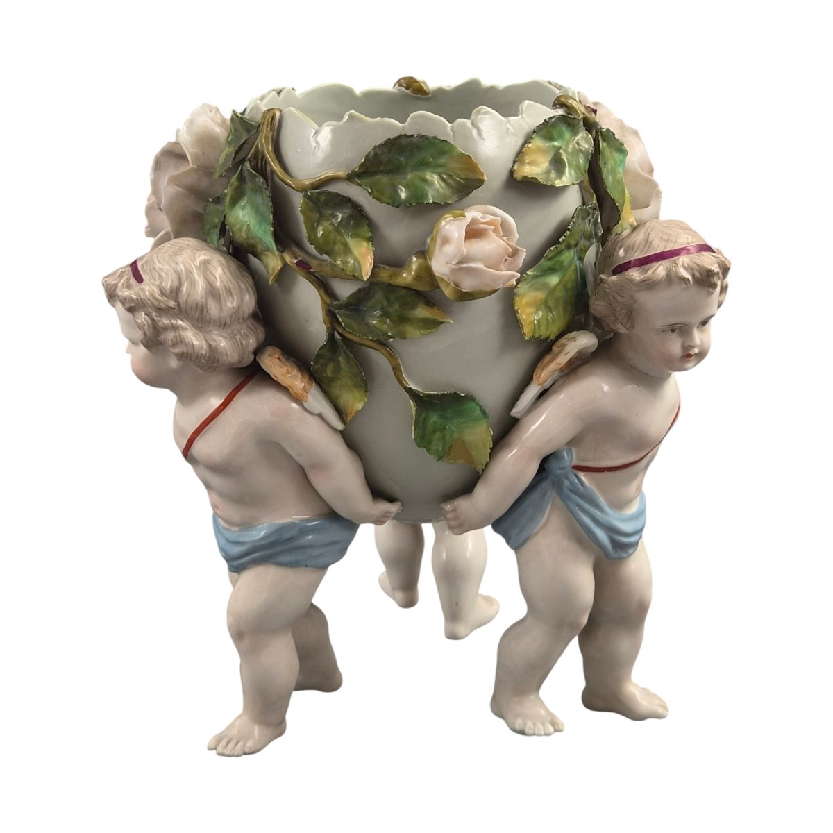 Victorian Sitzendorf Cherub Centrepiece Vase, Germany, C.1884–1902-photo-2