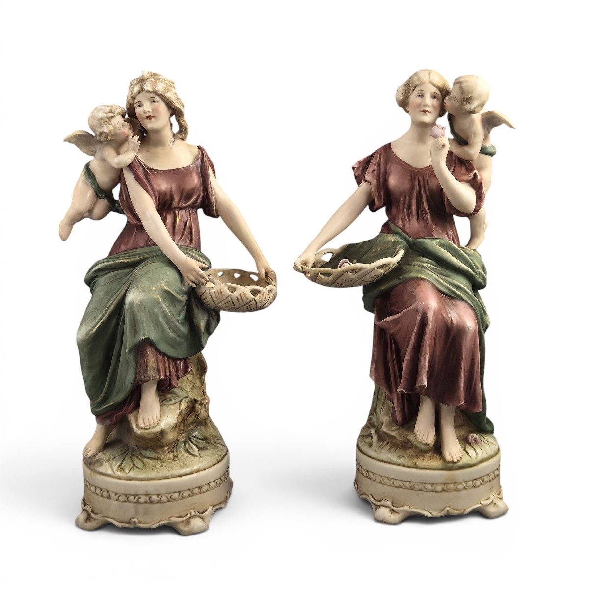 Royal Dux Bohemia Art Nouveau Figures By H. Schubert