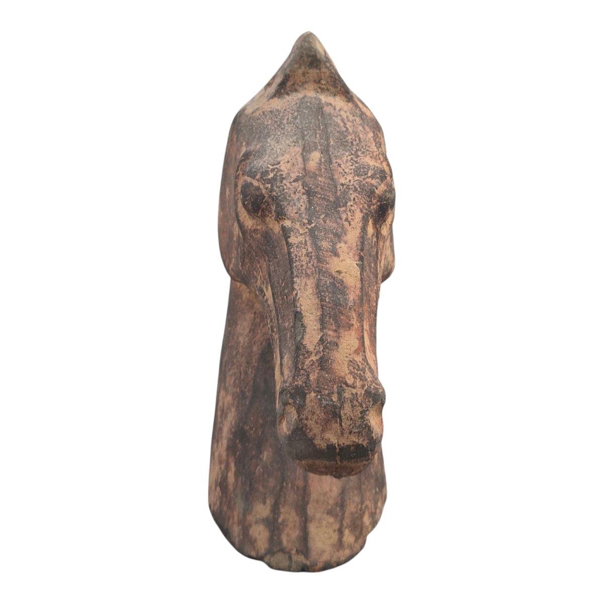 Chinese Han Dynasty Type Painted Terracotta Horse Head, Mingqi Tomb Figure-photo-3
