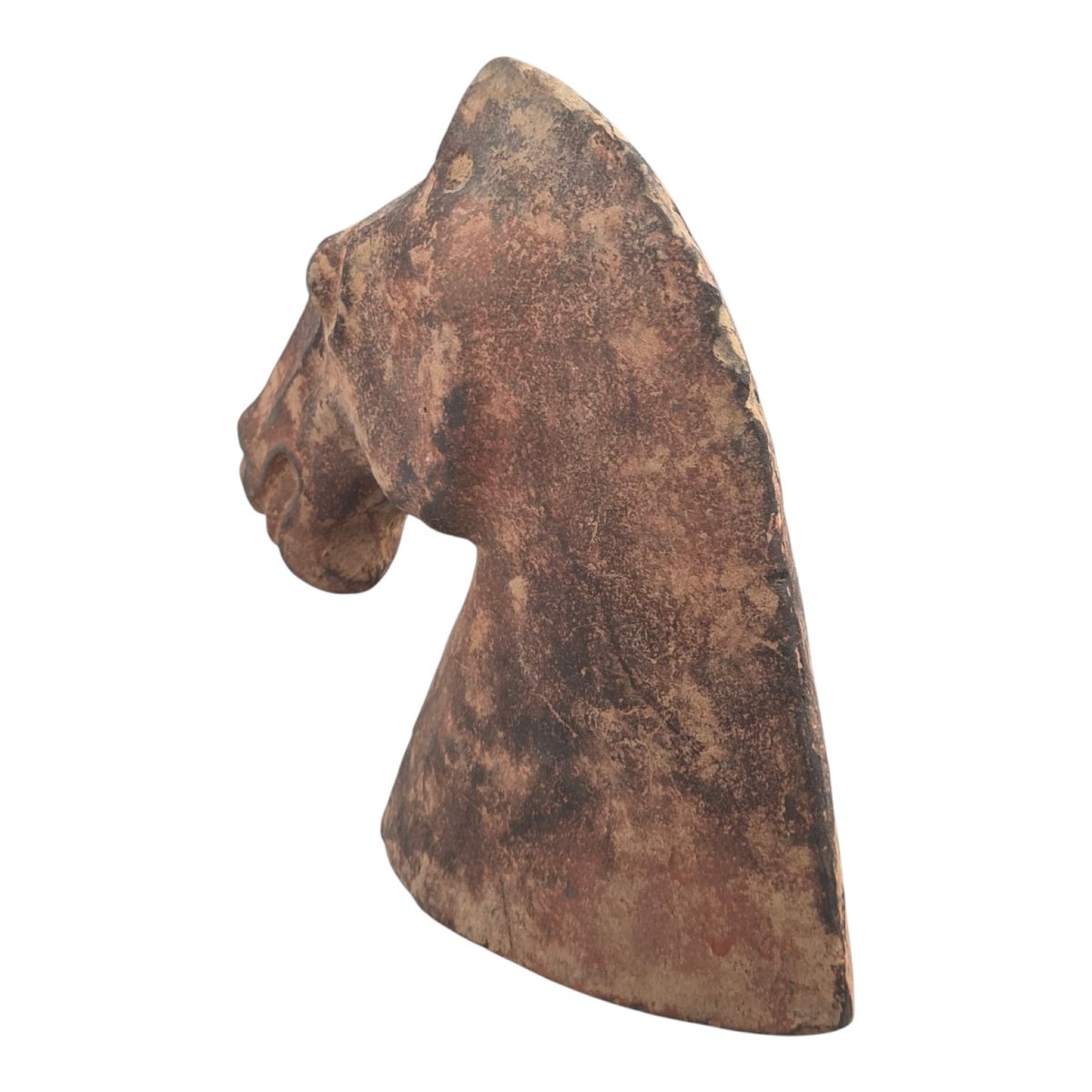 Chinese Han Dynasty Type Painted Terracotta Horse Head, Mingqi Tomb Figure-photo-1