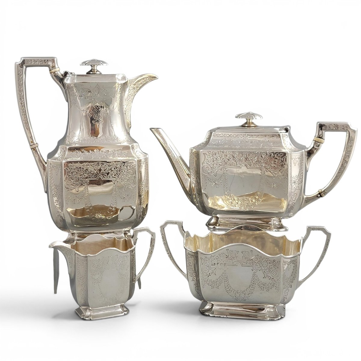 Victorian Sterling Silver Four-piece Tea Service By Atkin Brothers, Sheffield 1892