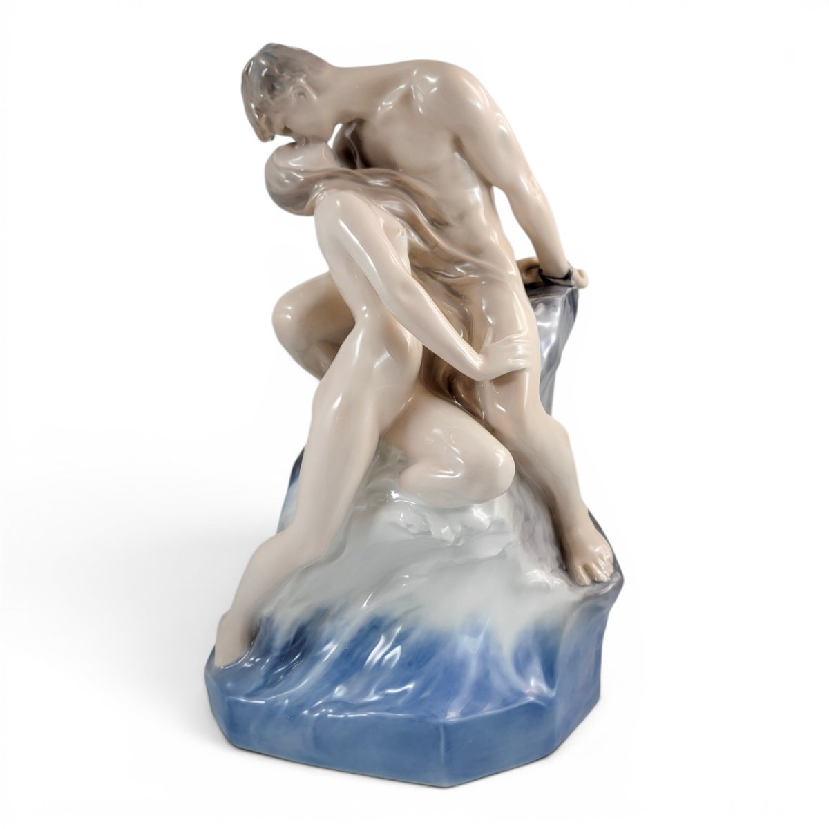 Royal Copenhagen “wave And Rock” Porcelain Sculpture By Theodor Lundberg, Denmark, 1968