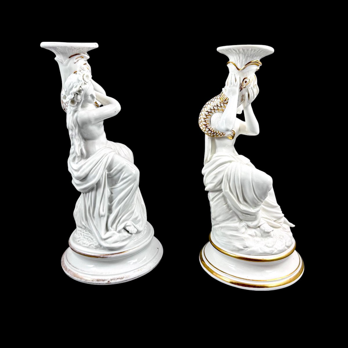 Paire de bougeoirs figuratifs en porcelaine, attribuée à Sutherland & Sons, vers 1880-photo-2