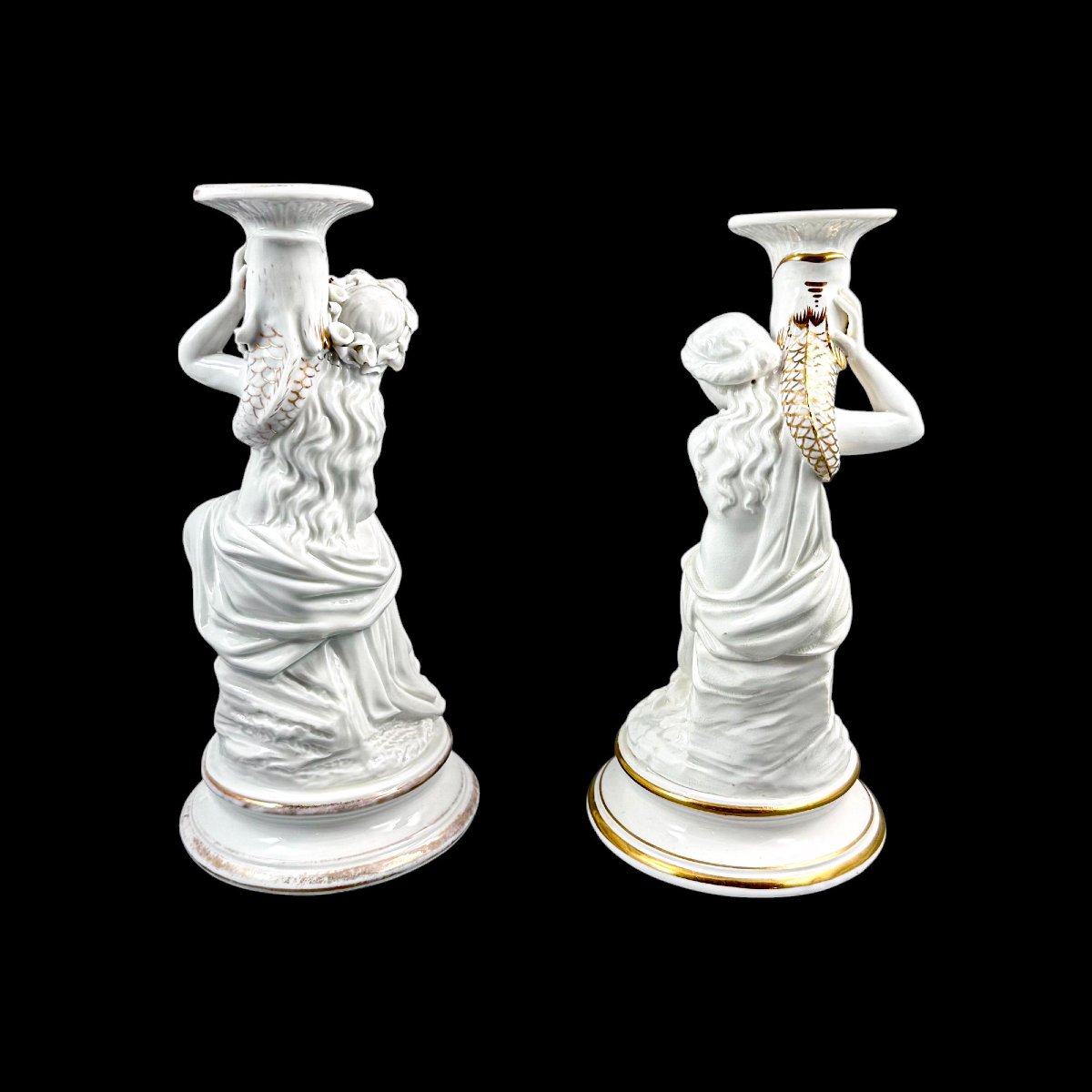 Paire de bougeoirs figuratifs en porcelaine, attribuée à Sutherland & Sons, vers 1880-photo-3