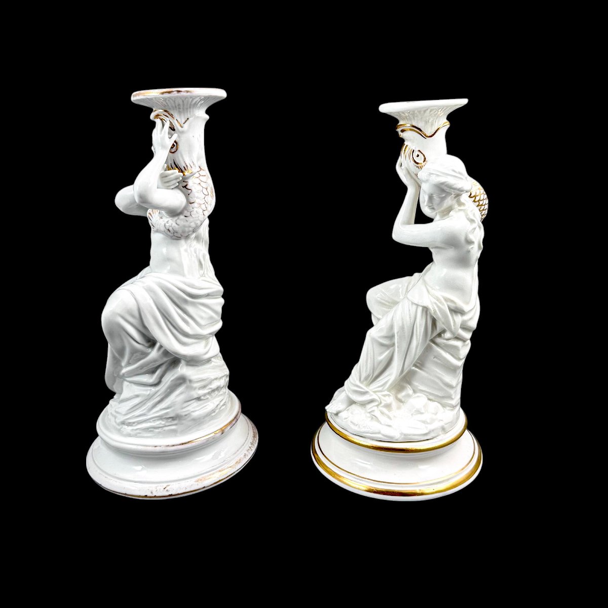Paire de bougeoirs figuratifs en porcelaine, attribuée à Sutherland & Sons, vers 1880-photo-4