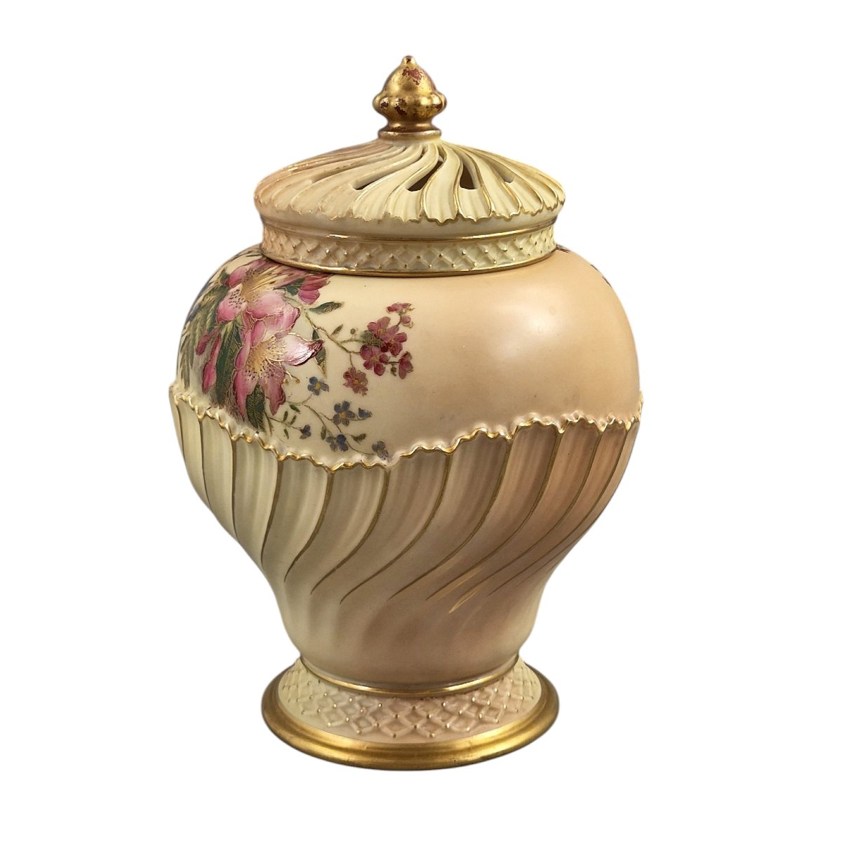 Pot-pourri Royal Worcester en porcelaine Blush Ivory, 1903-photo-2