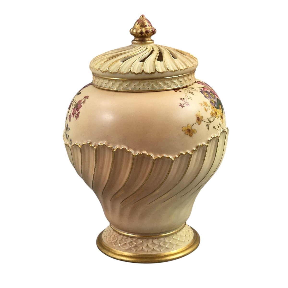 Pot-pourri Royal Worcester en porcelaine Blush Ivory, 1903-photo-3