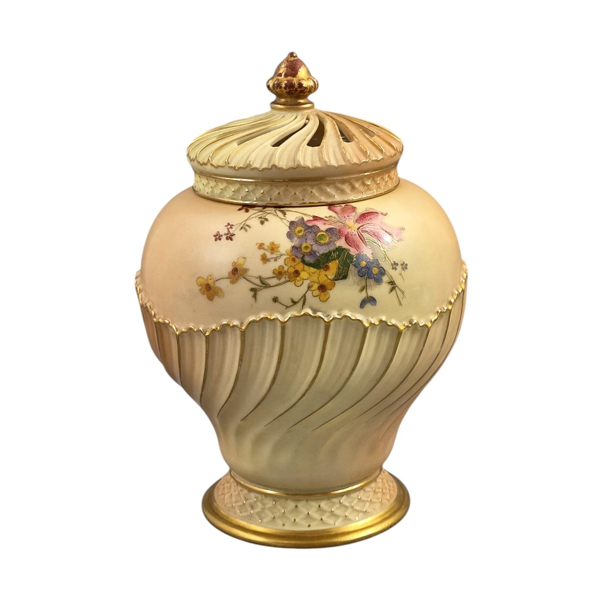 Pot-pourri Royal Worcester en porcelaine Blush Ivory, 1903-photo-4
