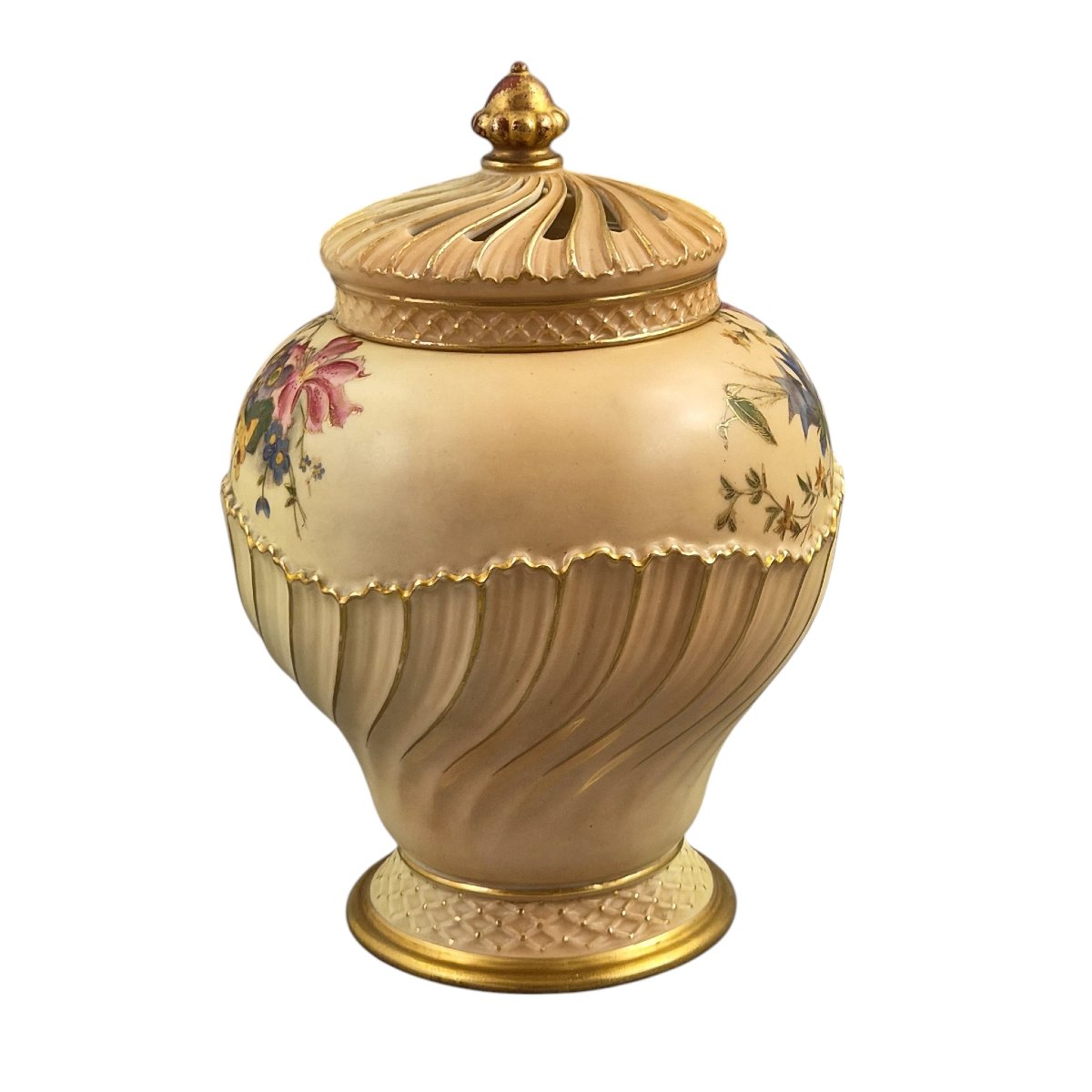 Pot-pourri Royal Worcester en porcelaine Blush Ivory, 1903-photo-1