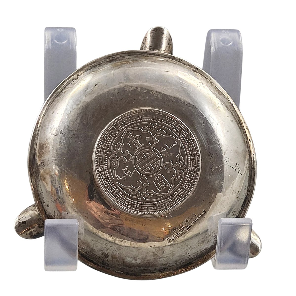 Lee Yee Hing Sterling Silver Coin-inset Ashtray With Trade Dollar, C.1920-photo-4