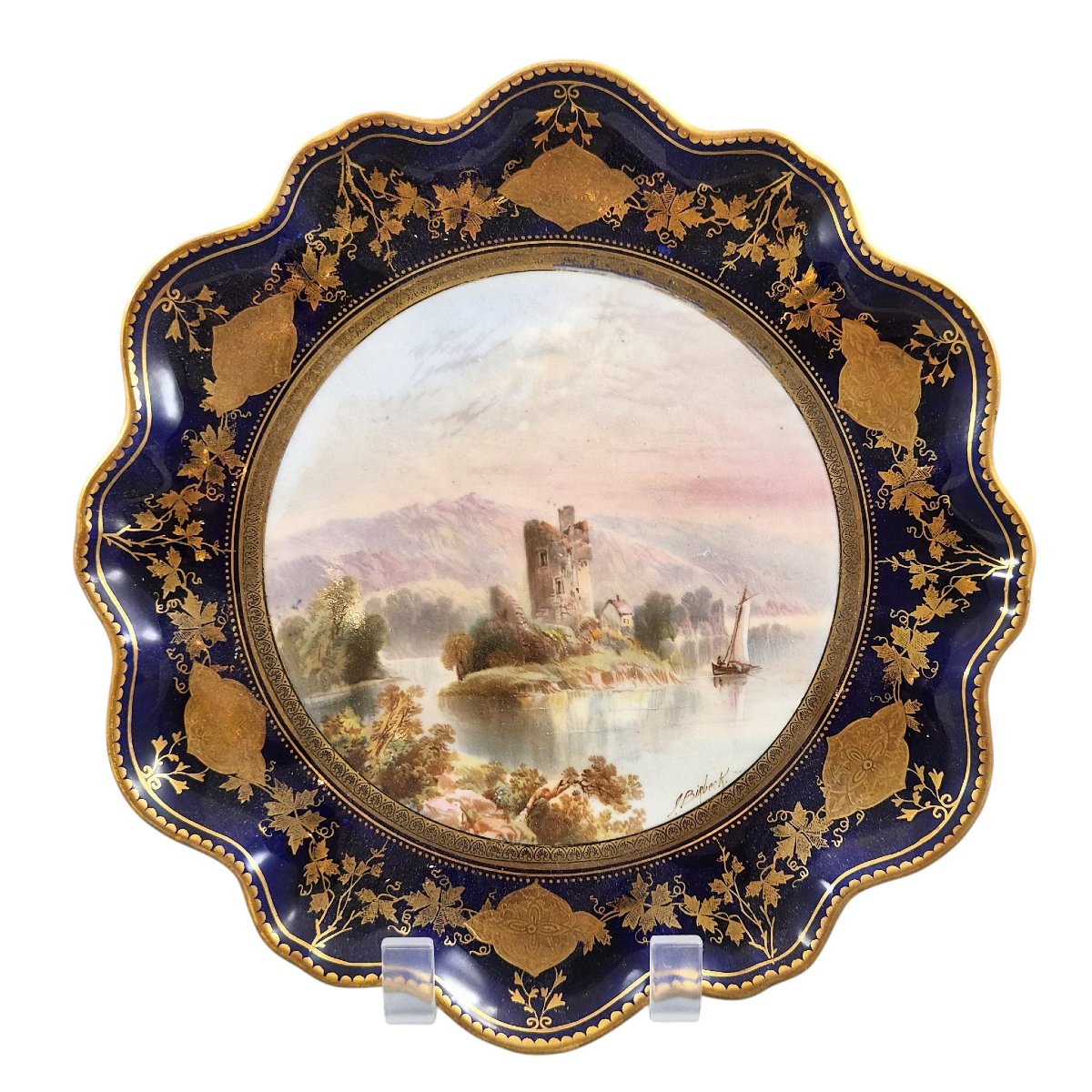 Suite de quatre assiettes de cabinet Aynsley peintes par Joseph Birbeck, vers 1888-photo-1