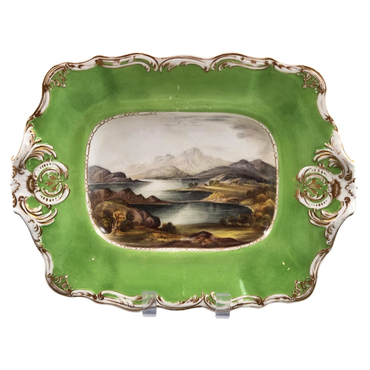 Copeland & Garrett Apple Green Scottish Views Dishes, C.1833–1847-photo-2