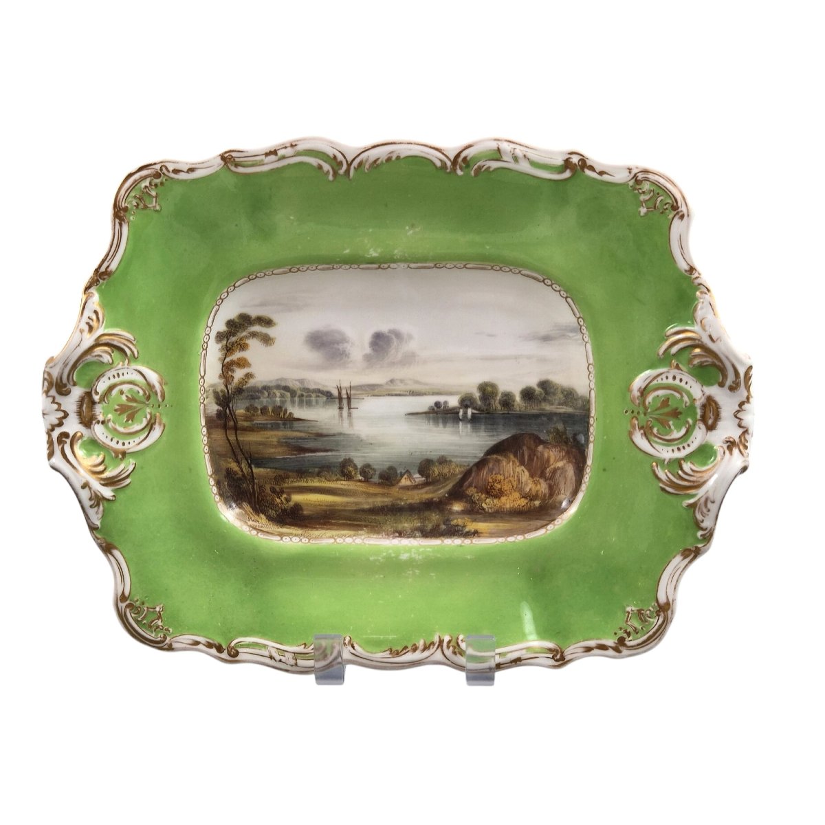 Copeland & Garrett Apple Green Scottish Views Dishes, C.1833–1847-photo-3