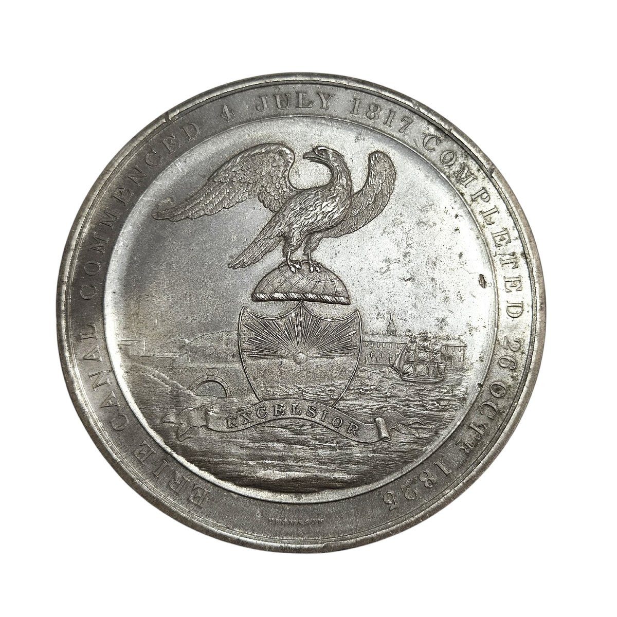 Edward Thomason Erie Canal White Metal Medal, Birmingham, C.1826-photo-2