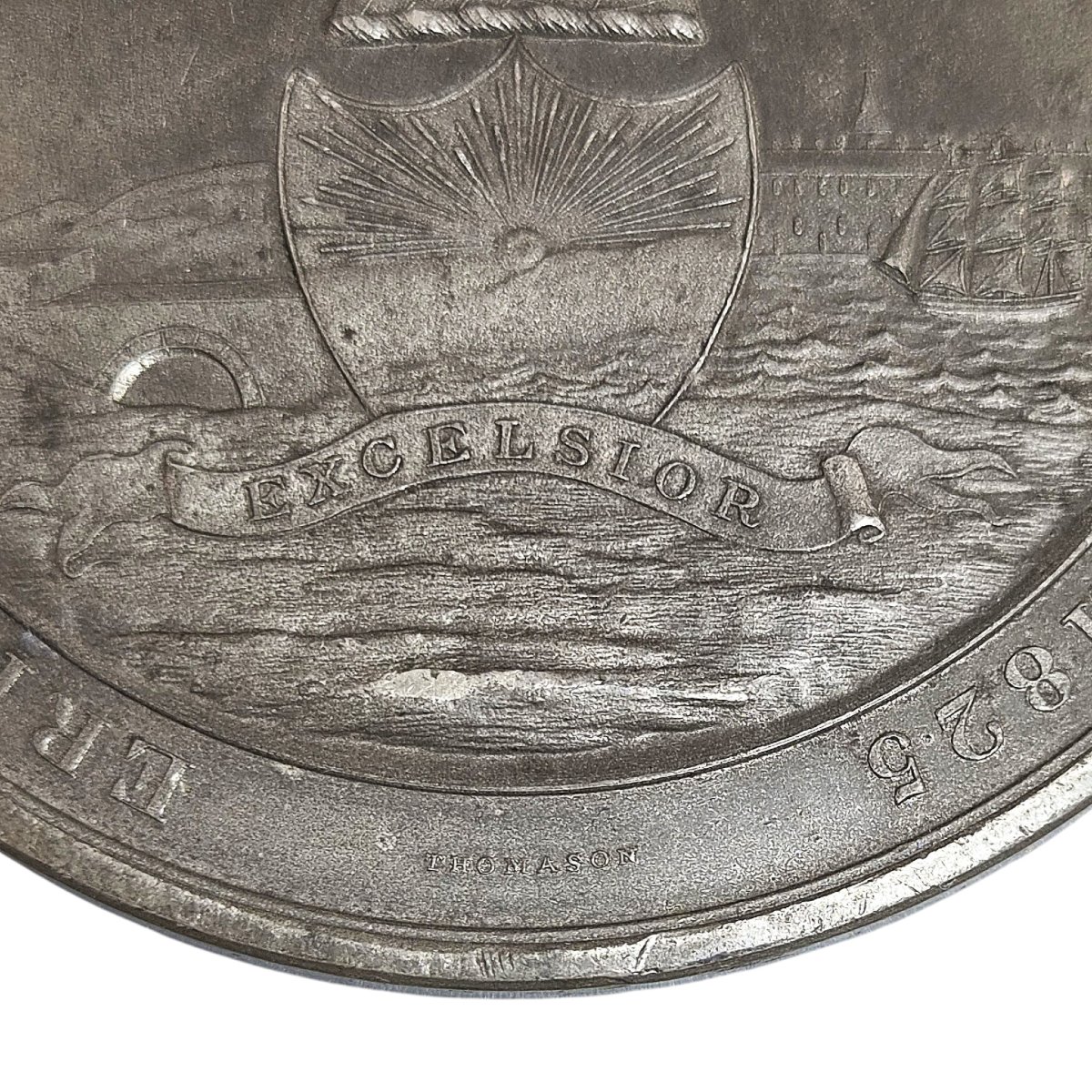 Edward Thomason Erie Canal White Metal Medal, Birmingham, C.1826-photo-2