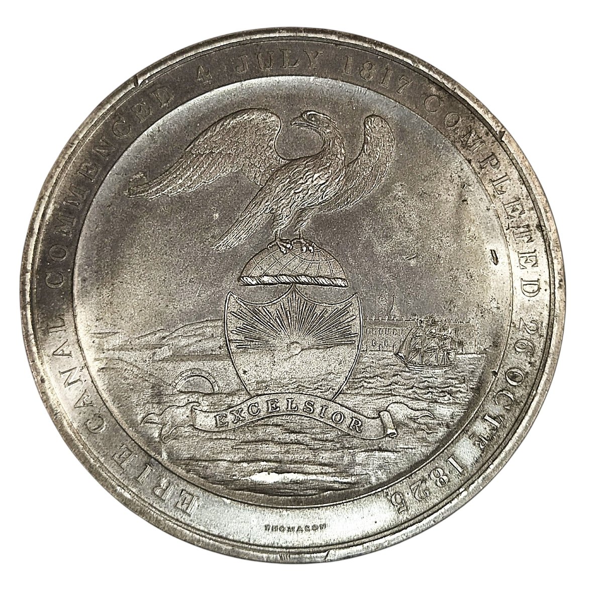 Edward Thomason Erie Canal White Metal Medal, Birmingham, C.1826-photo-3