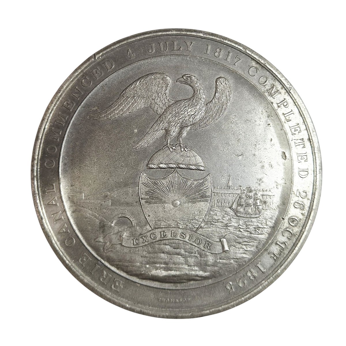 Edward Thomason Erie Canal White Metal Medal, Birmingham, C.1826