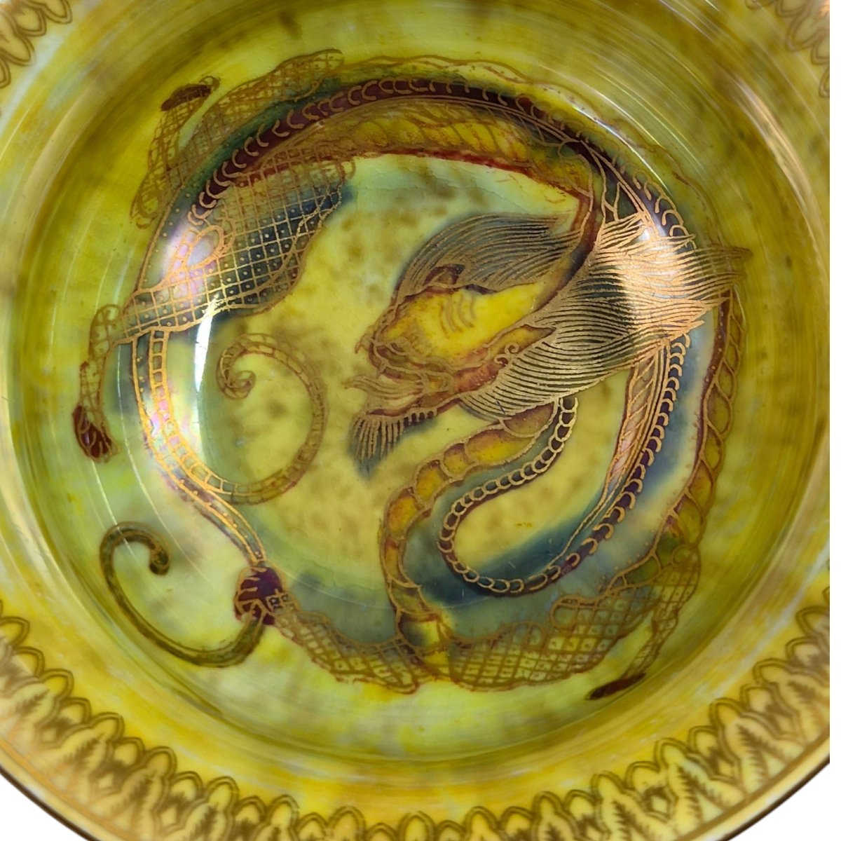 Wedgwood Fairyland Lustre Bowl With Dragon, Pattern Z4828, C.1915-photo-5