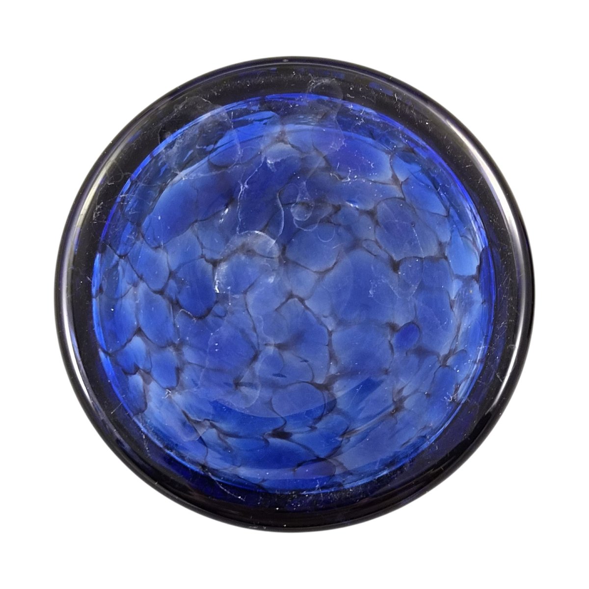 Boîte à bijoux en verre bleu à décor d'argent, attribuée à Laugharne Glass, Pays de Galles-photo-5