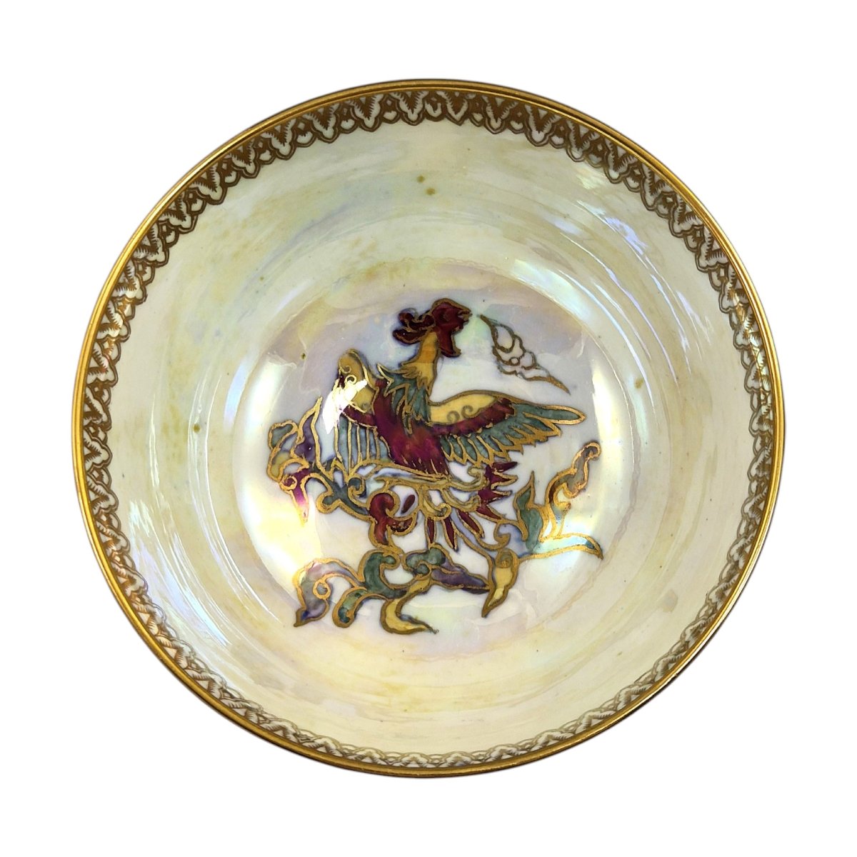 Daisy Makeig-jones Wedgwood Fairyland Lustre Green Butterfly Bowl, C.1920-photo-5