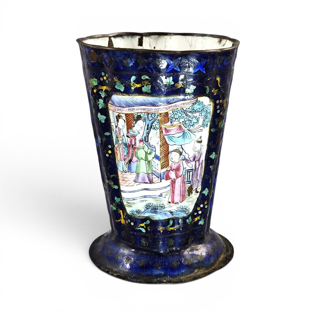 Chinese Canton Enamel On Copper Vessel, Qing Dynasty, Late 18th Century