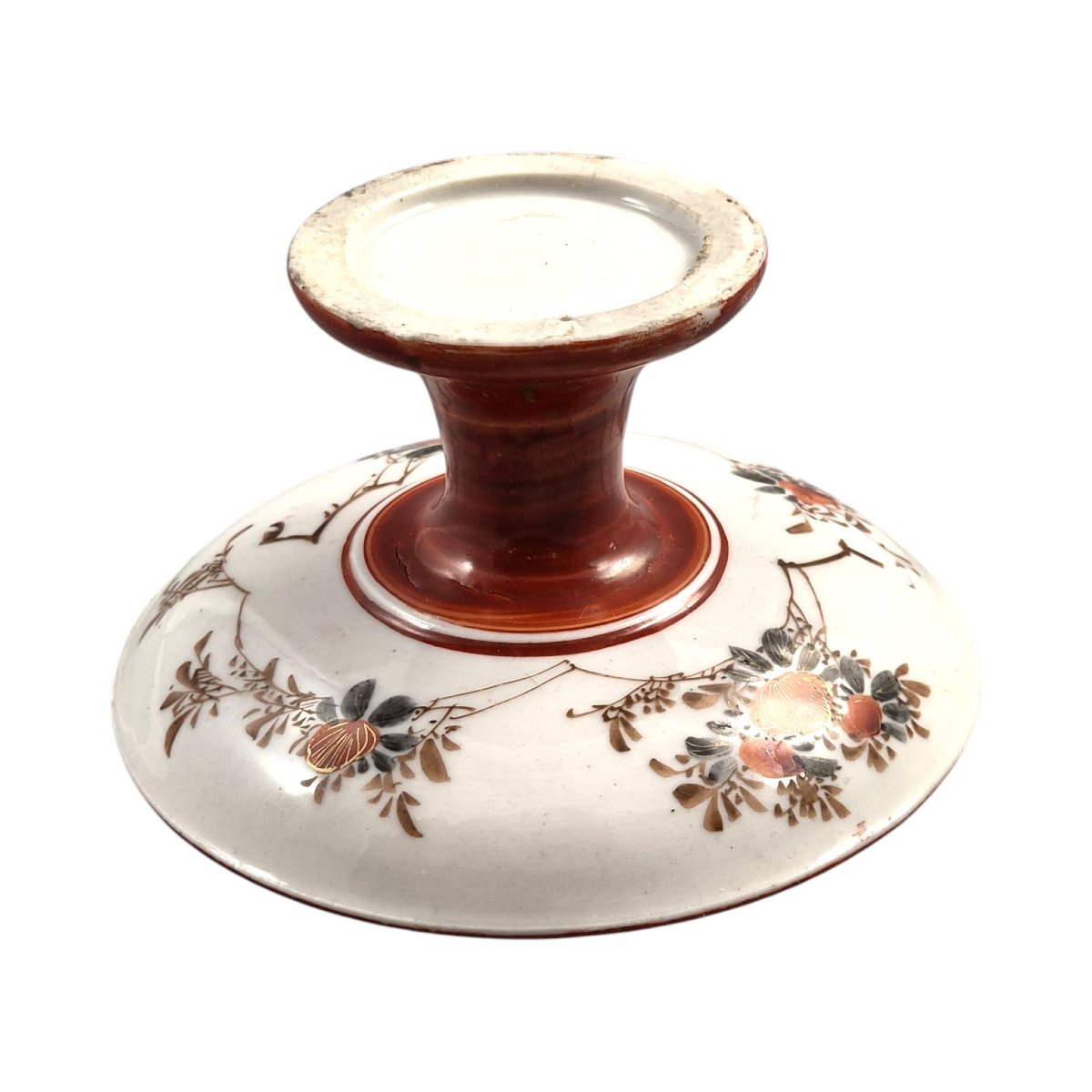 Japanese Kutani Aka-e And Kinran-de Teapot With Vase Stand, Meiji Period, C.1890-photo-1