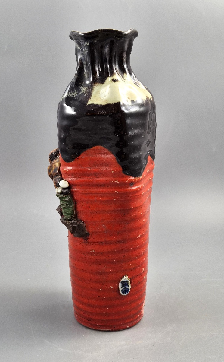 Tall Japanese Sumida Gawa Vase By Inoue Ryōsai, Sages On A Cliff, Meiji–taishō C.1900-photo-4