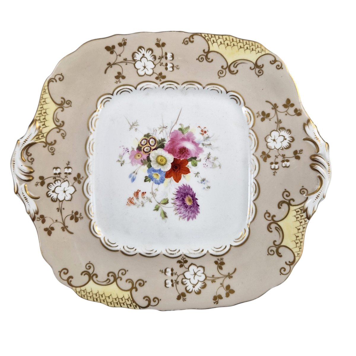Coalport Rococo Revival Floral Dessert Dishes Attributed To Jabez Aston-photo-3