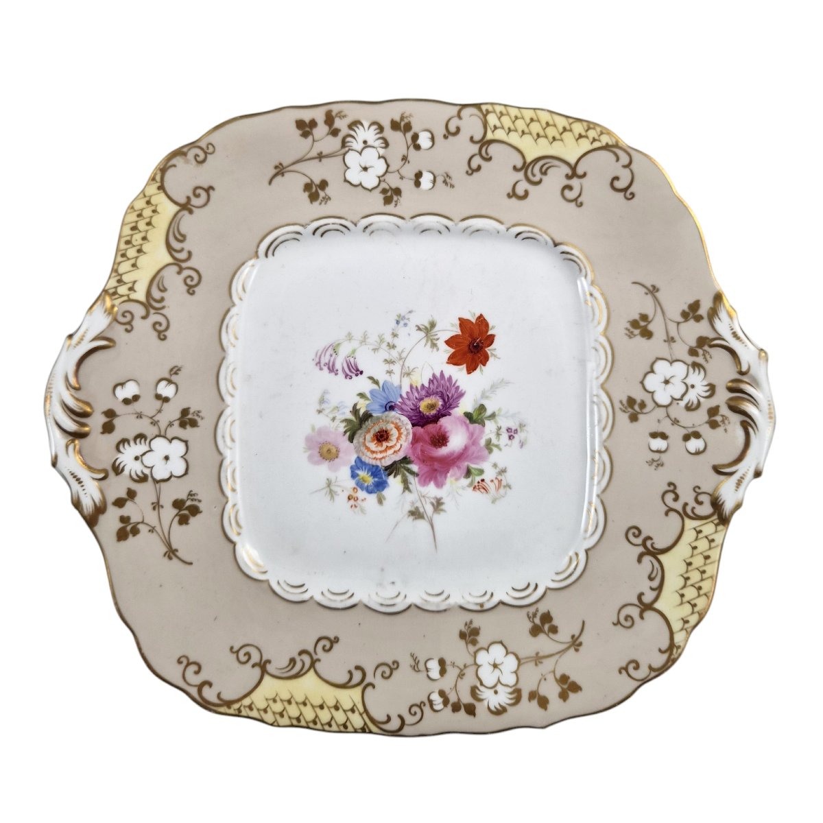 Coalport Rococo Revival Floral Dessert Dishes Attributed To Jabez Aston-photo-2