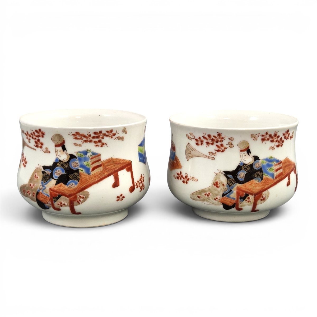 Japanese Imari Sencha Tea Cups By Gyokushi Of The Ginshōtei Studio, C.1890