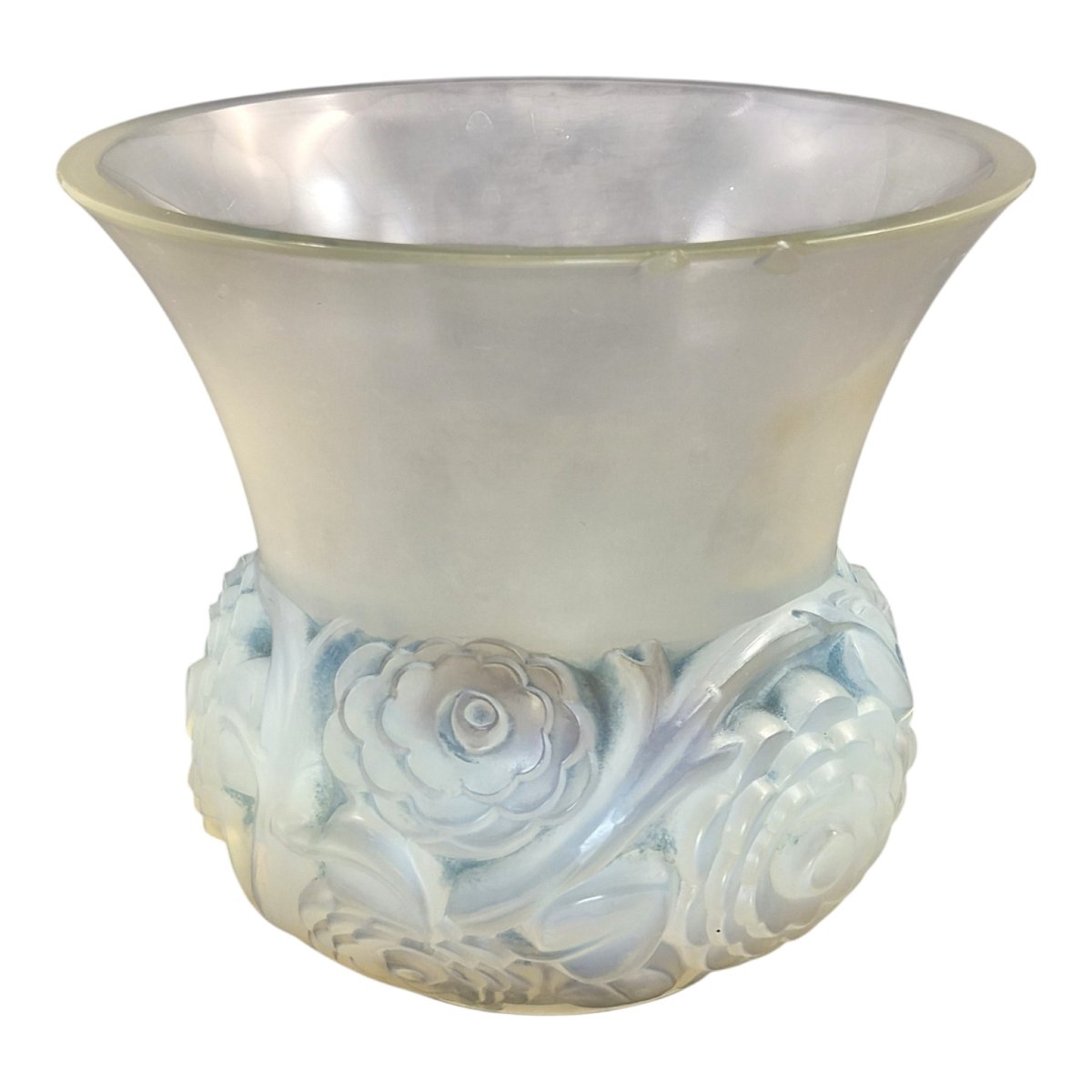 French Lalique "renoncules" Opalescent Glass Vase, Mid-20th Century-photo-3