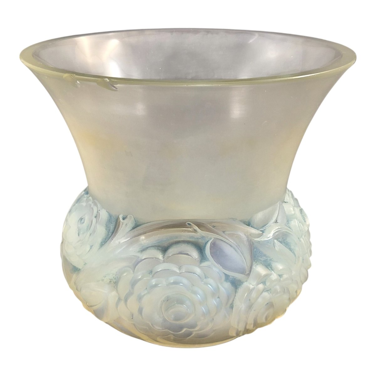French Lalique "renoncules" Opalescent Glass Vase, Mid-20th Century-photo-4