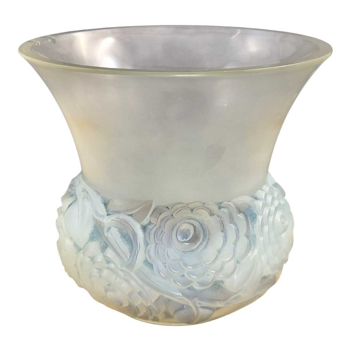 French Lalique "renoncules" Opalescent Glass Vase, Mid-20th Century-photo-1