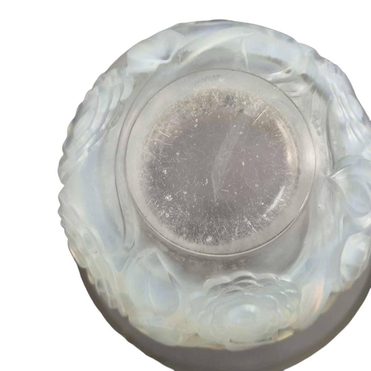 French Lalique "renoncules" Opalescent Glass Vase, Mid-20th Century-photo-2