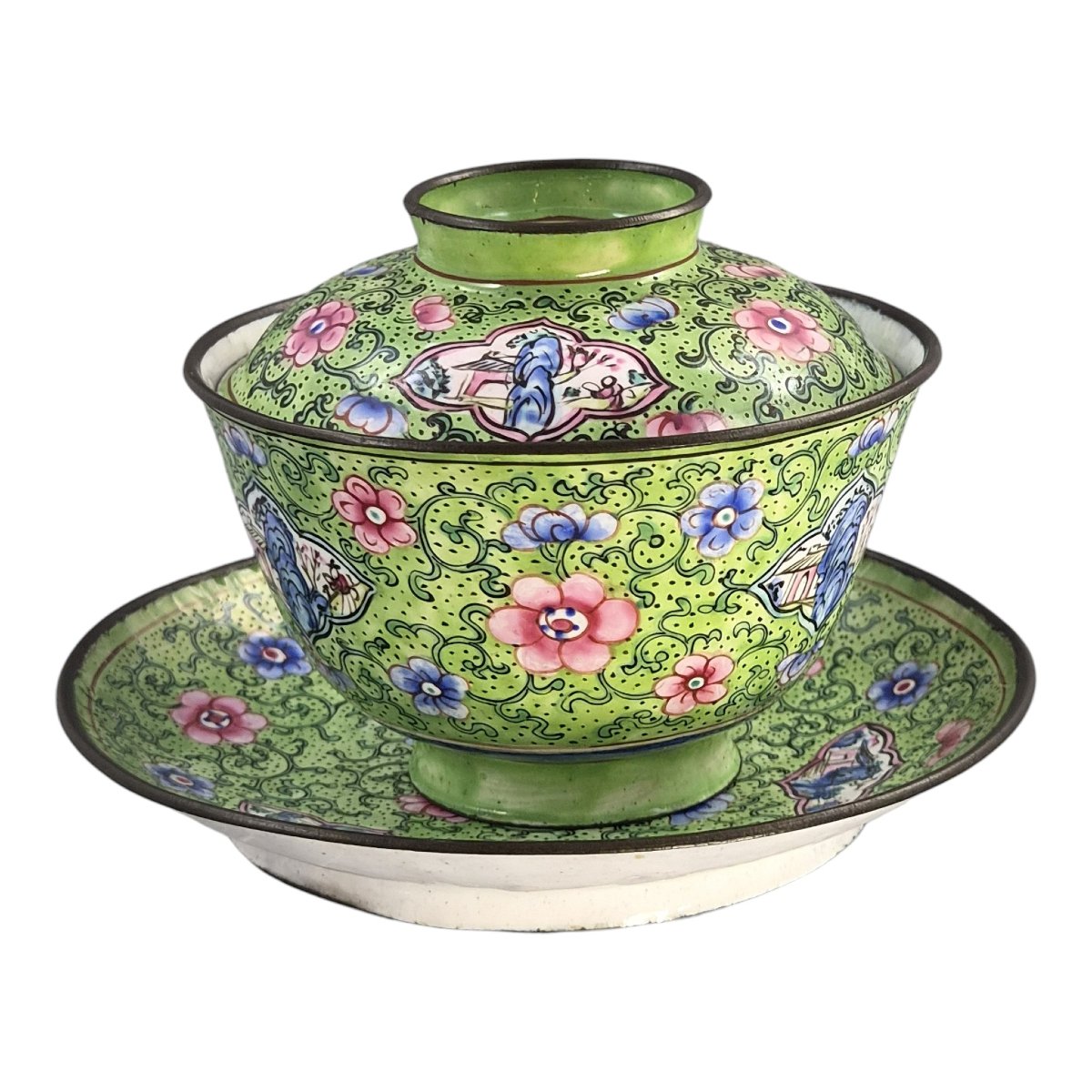 Gaiwan chinois en émaux de Canton, dynastie Qing, vers 1850–1860-photo-2