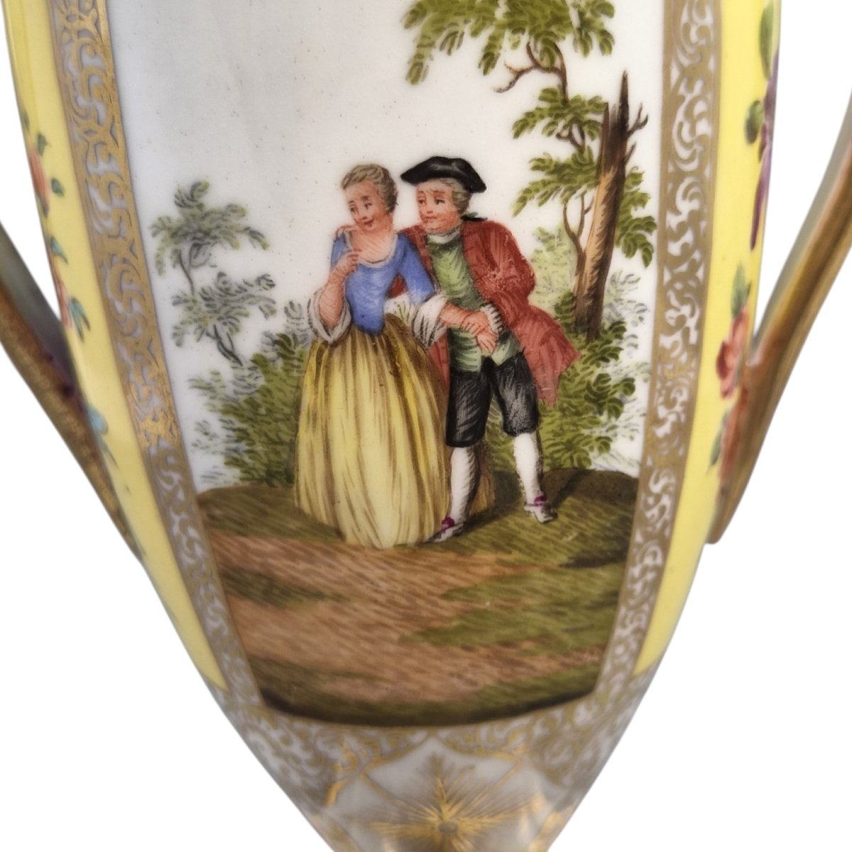 Helena Wolfsohn Royal Yellow Dresden Urns On Pedestals, C.1879-1883-photo-5