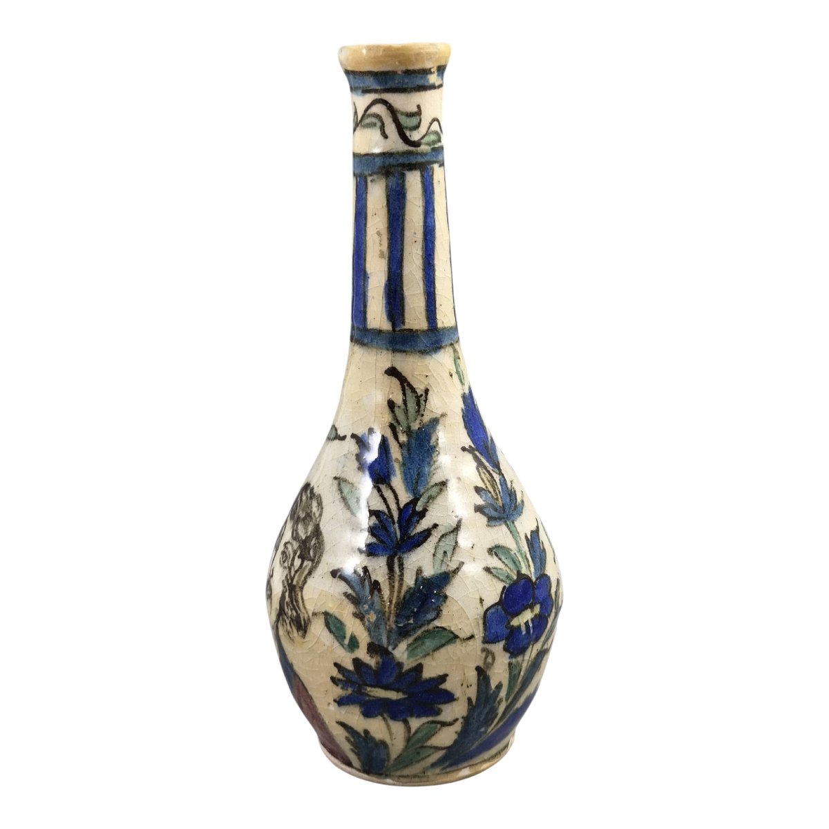 Qajar Stonepaste Bottle Vase With Portrait Decoration, C. 1850–1880-photo-2