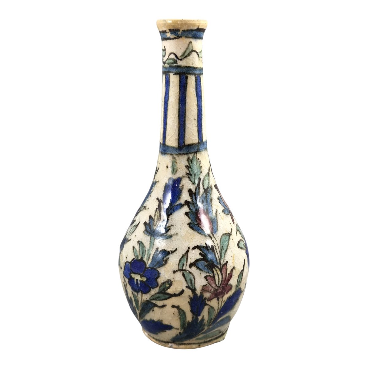 Qajar Stonepaste Bottle Vase With Portrait Decoration, C. 1850–1880-photo-3